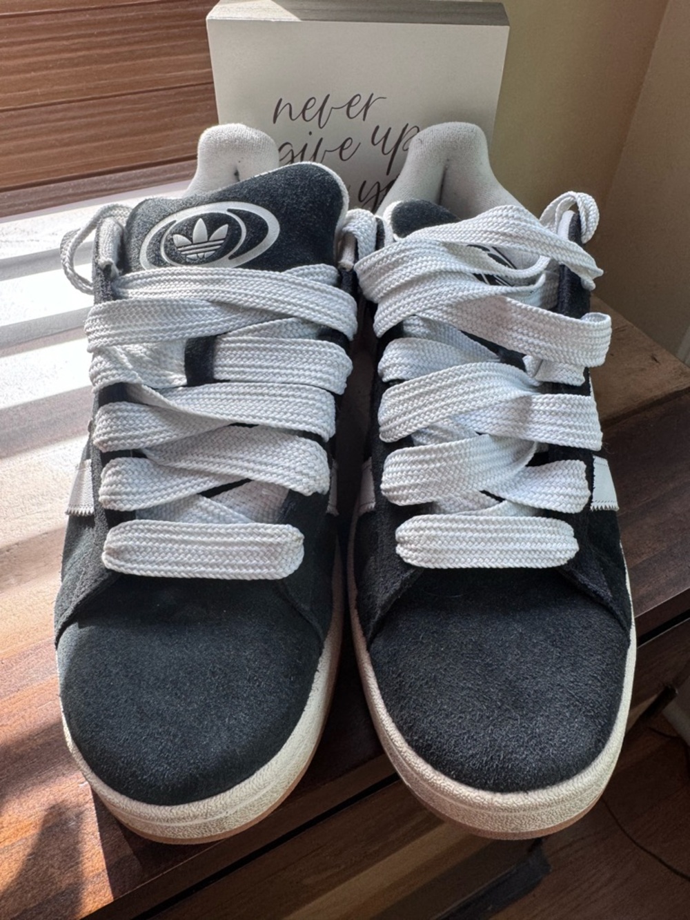 adidas Campus Suede Sneaker - Black & White with Gum Sole-price firm - Picture 10 of 11